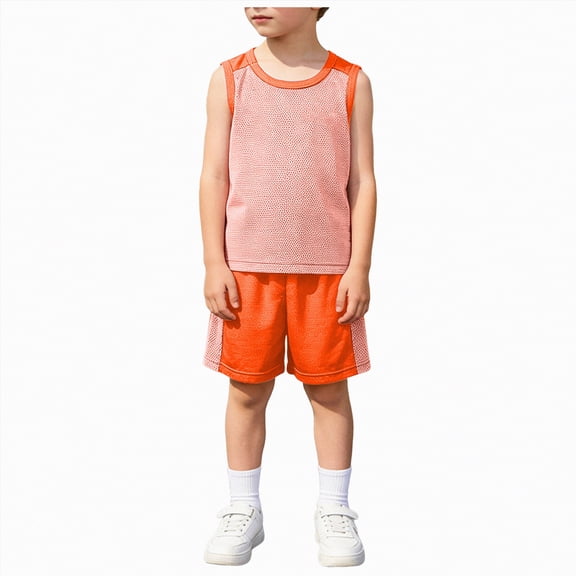 UAYOTSE Boys Comfortable and Breathable Short Sleeve Shorts Set Quick Drying Sportswear Youth Basketball Suit 18 24 Months 2T 3T 7T Summer Outfit,Sizes 9-10 Years