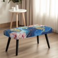 thumbnail image 4 of XYZCANDO Golden Turtle Floral Marble Bench Seat Cover, Easy Clean Long Chair Cover High Elastic Polyester Spandex Long Bench Seat Slipcover for Living Room, 4 of 9