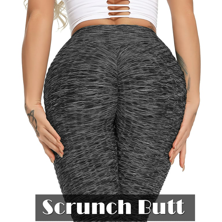 FITTOO Women Booty Yoga Pants Women High Waisted Ruched Butt Lift Textured  Tummy Control Scrunch Leggings 