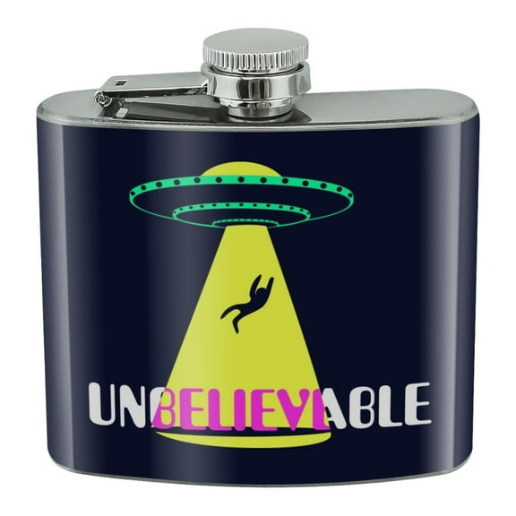 Unbelievable Alien Believe UFO Flying Saucer Stainless Steel 5oz Hip Drink Kidney Flask