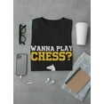thumbnail image 3 of "Wanna Play Chess?" Across Chest Quote Horse Graphic Men Black T-Shirt, Male Large, 3 of 4