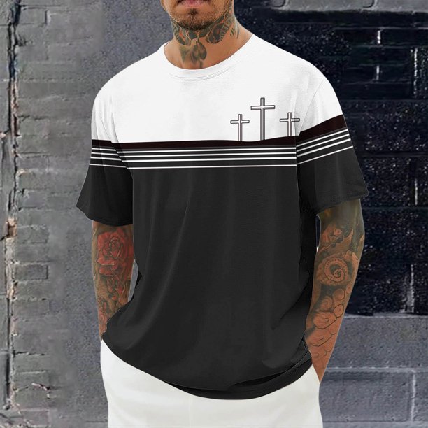 Tops para hombre, blusas y camisas de cuello redondo y manga corta para hombre, blusas casuales de moda con cuello redondo y manga corta, blusas para hombre, blusas de poliéster para hombre