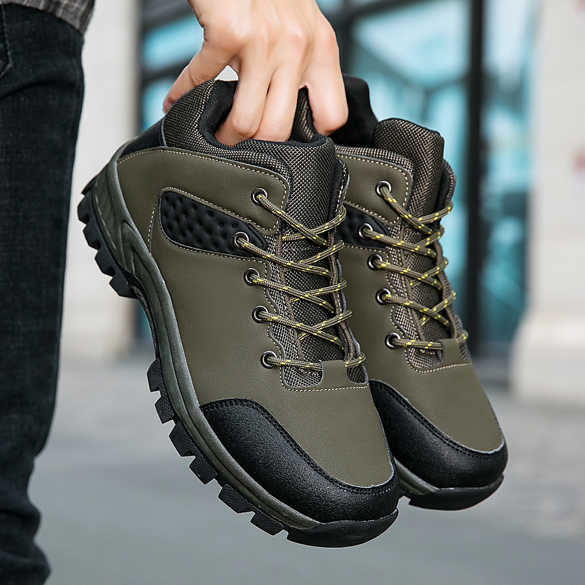 Outdoor Waterproof Men's Hiking Shoes Casual  Leather Man Ankle Boots Male Sport Sneakers Mountain Boots