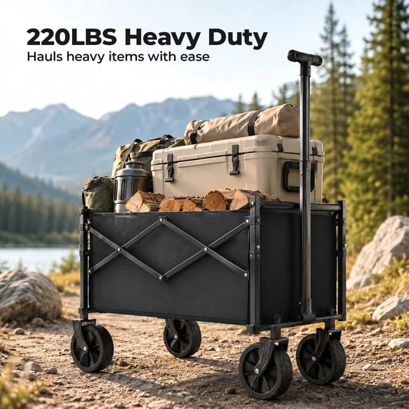 Heavy Duty Collapsible Utility Cart with All-Terrain Wheels & Brake