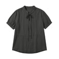 thumbnail image 4 of Hurxie Women's Chiffon Ruffle Sleeve V-Neck Blouse – Lightweight Summer Top for Work or Casual Wear Gray,L, 4 of 8