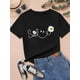 thumbnail image 2 of Girls' Black 'Smile' Daisy Print T-Shirt - Soft Stretch Crew Neck Short Sleeve Tee, Casual Summer Top for Ages 8-14, Machine Washable, 2 of 7