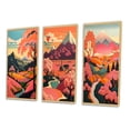 thumbnail image 3 of Designart "Japanese Mountain Serenity Elegant Pink Landscape II" Meadow Framed Wall Art Set Of 3 - Pink Traditional Frame Canvas Set For Living Room Decor, 3 of 6