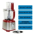 thumbnail image 4 of Kenmore 11-Cup Food Processor and Vegetable Chopper with Reversible Slicing/Shredding Disc, Chop, Slice, Shred, Mince, Grate, Puree, Stainless Steel, 500W, Red and Silver, 4 of 10