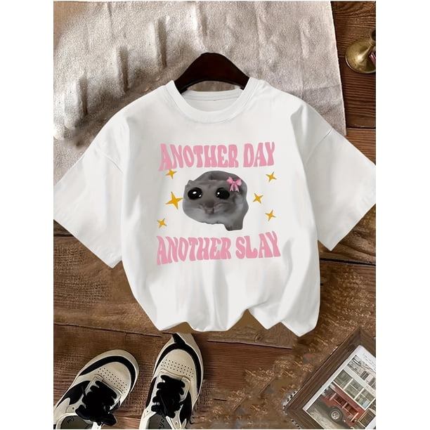 Camisetas informales de verano para niñas. Camiseta de algodón de manga corta y cuello redondo. Corte holgado e informal. Lavable a máquina. Perfecta para uso informal.