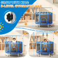 thumbnail image 6 of FEMCHIC 55" Kids Trampoline w/ Net, Trampoline for Kids Age 3-10, Indoor Outdoor Adjustable Small Trampoline for Toddler w/ Swing and Basketball Hoop 400LBS, Blue, 6 of 10