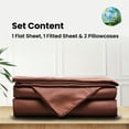thumbnail image 3 of Weddingly Certified 100% Tencel Lyocell Sheets|4 piece set|Sateen Weave|True Carbon Zero|Gentle to skin|Genuity tags included|Natural sheen|Body temp regulation|Austrian Eucalyptus(Twin XL,Chocolate), 3 of 5
