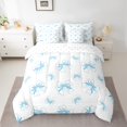 thumbnail image 2 of Manfei Ribbon Bowknot Bowtie 7 Pieces Bedding Comforter Set,Gitl Ribbon Bow Full Bedding Set,Dreamy Blue White Fitted Sheet Flat Sheet For Kids,Ultra Soft Home Decor Reversible, 2 of 8