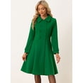 thumbnail image 2 of Abrigo Vintage de Invierno para Mujer Abrigo Largo con Doble Botonadura Verde M, 2 of 5