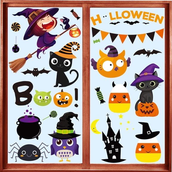 Joykindom Halloween Window Clings for Kids, Cute Pumpkin Ghost Decor Stickers, Halloween Decorations for Office Home Indoor School Classroom