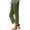 Army Green, variant on Qiopertar Women's Linen-Like Casual Pants Elastic Waist Pocket Pants Straight Leg Long Pants Relaxed Fit Boho Summer Beach Vacation Travel with Side Slits, Light Blue XL