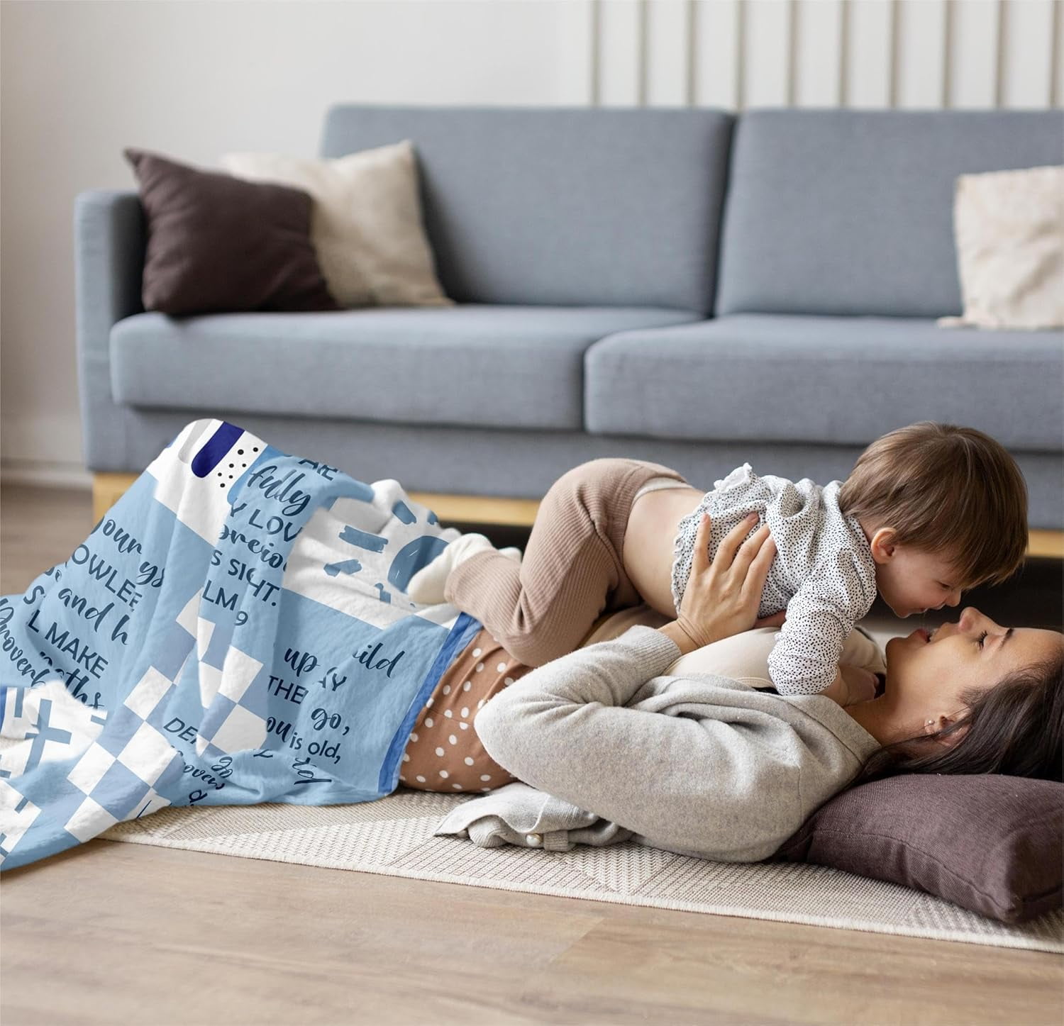 Baptism Gifts for Boys, Baptismal Gift Blanket 40"x50", Christian Present, Religious Bible Goddaughter/Godson Catholic Gift Ideas Throw Blankets, Baptism Favors Christening Gift for Boy