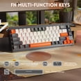 thumbnail image 5 of ZIYOULANG M68 65% Wireless Gaming Keyboard, QWERTY Layout, BT/2.4G/Wired Silent Membrane Keyboard, Rainbow Backlit 67 Keys PBT Keycaps, 2000mAh Portable for Gamer/Office-Gray, 5 of 9