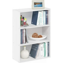 PASIR Book Shelf, 3-Tier Bookshelf, Bookcase, 9.7" x 23.7" x 31.5", for Living Room, Bedroom, Home Office, Plain White