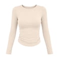 thumbnail image 2 of ByworldtasicNo Boundaries Womens Ribbed Crew Neck Long Sleeve Shirts Fitted Going Out Tops Crop Basic Tee Casual Trendy Top, 2 of 9