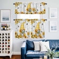 thumbnail image 2 of Gnomes Kitchen Curtains Sets for Windows 36 Inch Length, Vintage Yellow Sunflower Summer Bee Grey Plaid Rod Pocket Window Treatments Tier Curtains and Valances Set for Bedroom/Bathroom, 2 of 8