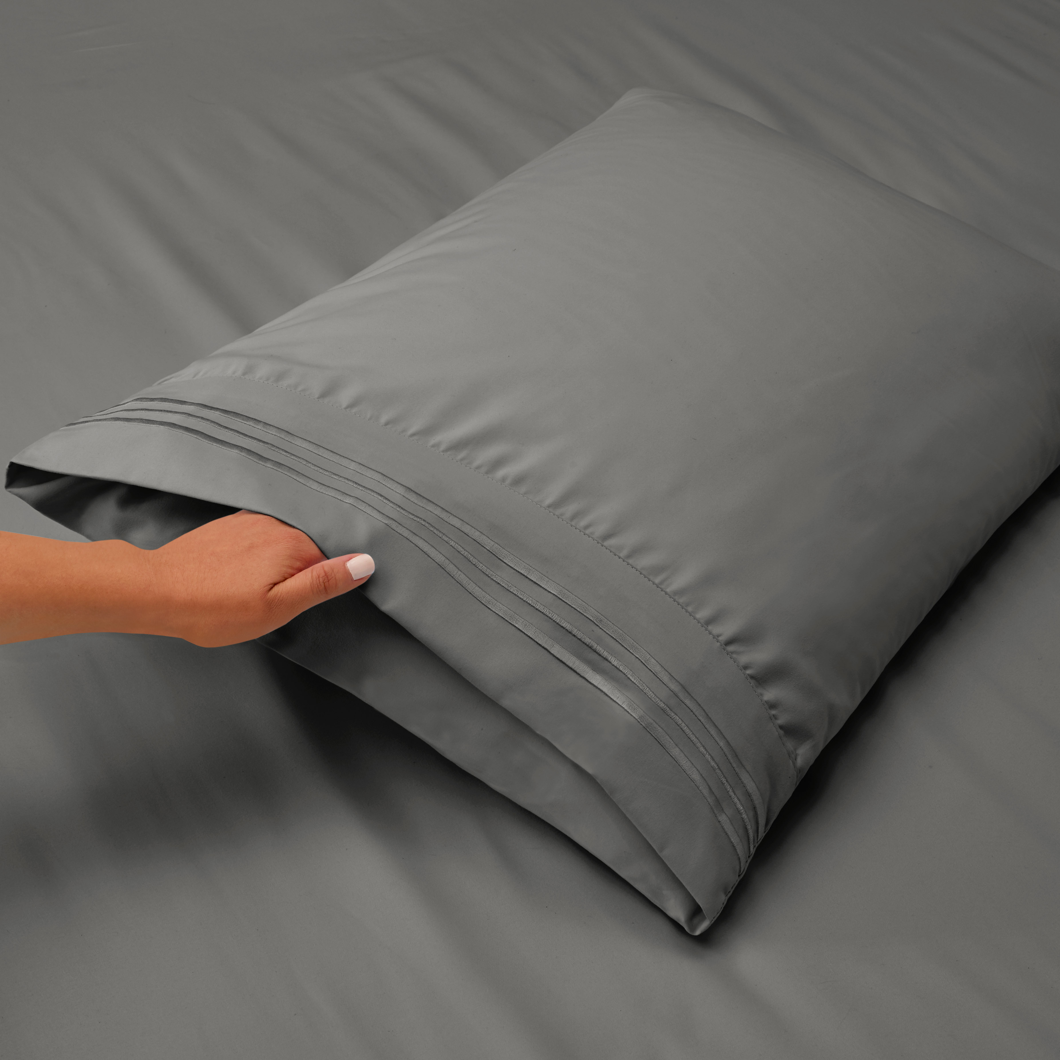 Clara Clark Queen Sheet Set, Gray Microfiber, 4-Piece photo 2