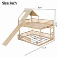 thumbnail image 3 of Full XL over Queen Floor House Bunk Bed with Slide & Built in Ladder, Kids/Teens Wood Bed Frame with Bedside Small Bookshelf, 3 of 8