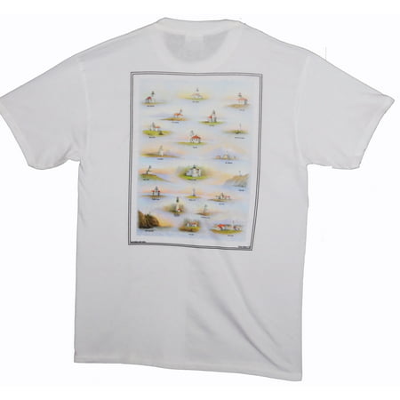 WASHINGTON STATE LIGHTHOUSES WATERWAYS COLLECTION WHITE HANES T-SHIRT-