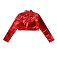 thumbnail image 4 of Kaerm Girls Metallic Shirts Shiny Long Sleeves Mock Neck Crop Top for Dancing Raves Festivals Red 14, 4 of 8