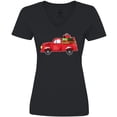 thumbnail image 3 of Inktastic Christmas Red Vintage Truck with Presents Women's V-Neck T-Shirt, 3 of 5
