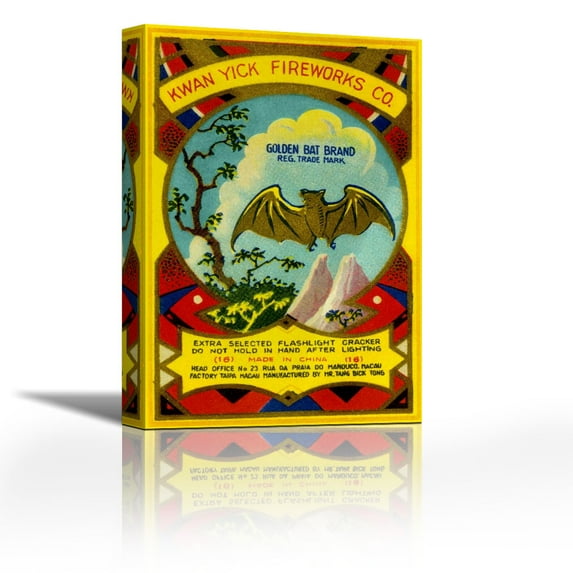 Golden Bat Firecrackers - Contemporary Fine Art Giclee on Canvas Gallery Wrap - wall décor - Art painting - 18 x 27 Inch - Ready to Hang