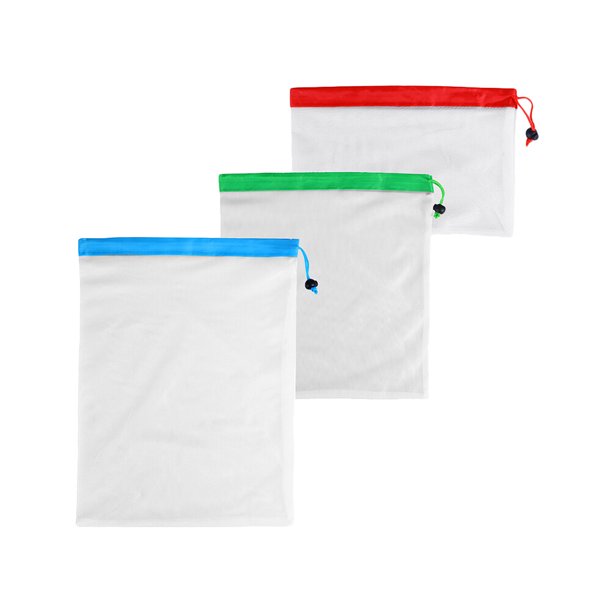 unbranded 3Ud Bolsas Reutilizables De Malla Para Y Con Visible Y Fácil Limpieza