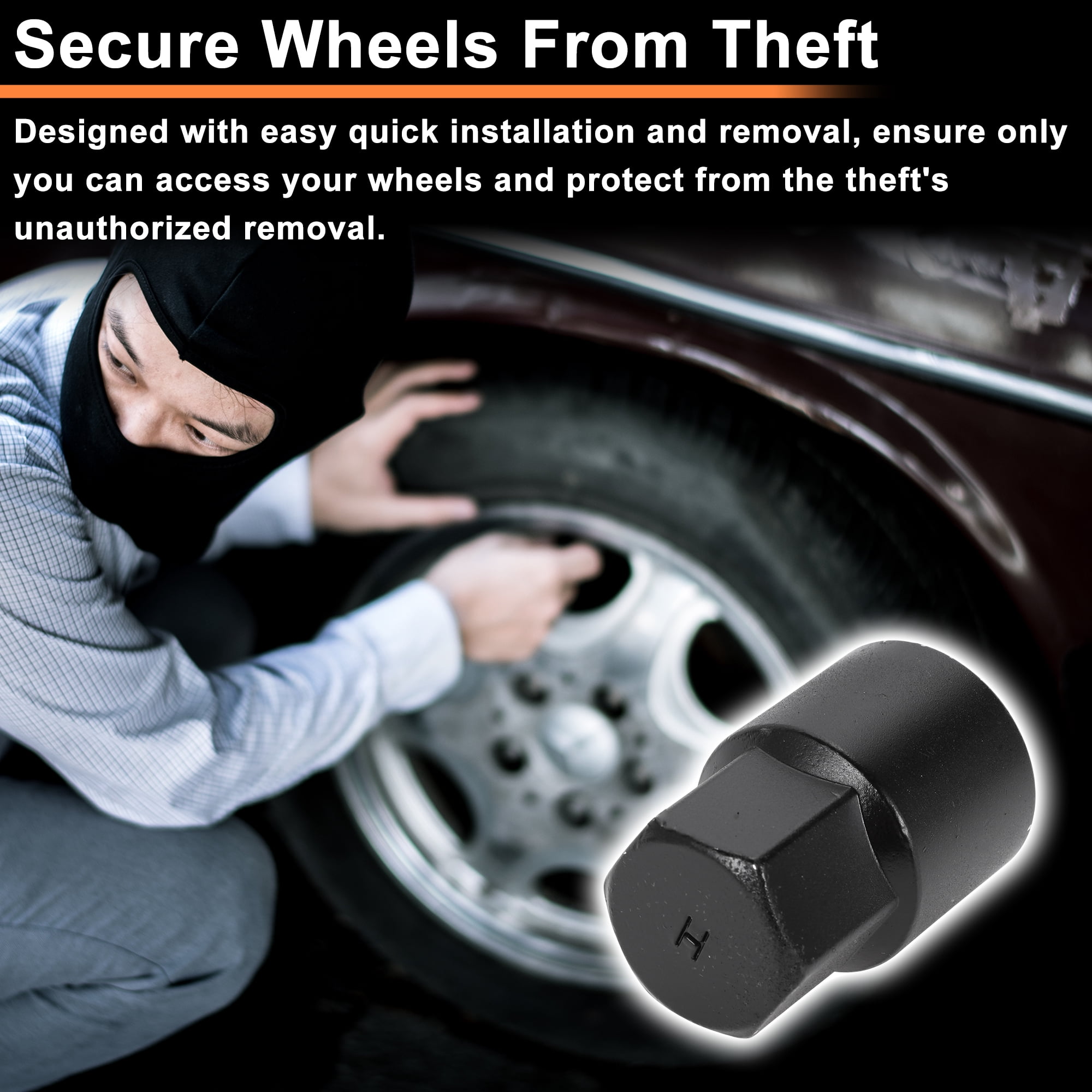 Unique Bargains Wheel Lock Lug Nut for Toyota Anti-Theft Key Socket Black