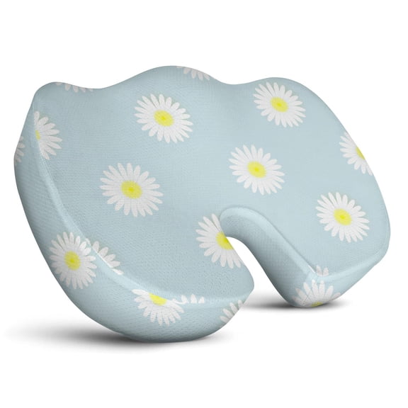Premium Daisy Pattern Memory Foam Seat Cushion Ergonomic Chair Pad for Office Chair, Car, Airplane & Bleachers Sciatica, Tailbone Hip & Back Pain Relief - Chair Cushion for Long Office Workers.
