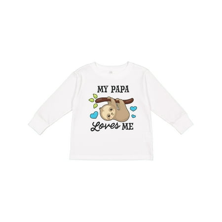 

Inktastic My Papa Loves Me with Sloth and Hearts Boys or Girls Long Sleeve Toddler T-Shirt