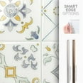 thumbnail image 7 of Smart Tiles Peel and Stick Backsplash, 5 Adhesive Tiles, Vintage Blue/Yellow/White, 9"x9", 7 of 7
