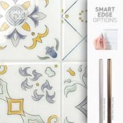 Smart Tiles Peel and Stick Backsplash, 5 Adhesive Tiles, Vintage Blue/Yellow/White, 9x9
