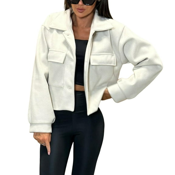 Fall Winter Women Jacket Turn-down Collar English Style Chest Pockets Windproof Outwear Single-breasted Solid Color Button Closure Commuting Daily Wear Overcoat