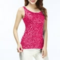thumbnail image 2 of FRSASU Sequin Tank Tops for Women Shiny Sleeveless Slim Shirts Fashionable Round Neck Tank Top Hot Pink L, 2 of 6