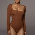 thumbnail image 5 of Women's Sexy Square Neck Bodysuit Long Sleeve Double Lined Shirt Tops, 5 of 11