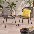 thumbnail image 2 of Kreighton Modern Outdoor Iron Club Chair, Set of 2, Matte Black, 2 of 9