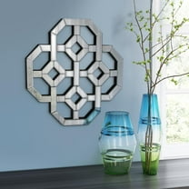 Tyler Dillon Wall Mirror with Intersecting Mirrored Lines Design - 20" x 20"
