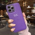 thumbnail image 1 of Funda personalizada para iPhone 13 14 Pro Max, Funda de cuero con letras iniciales coreanas, de lujo, para modelos 13, 12, 11, 14 Pro Max, 1 of 4