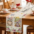 thumbnail image 5 of Easter Gnomes Table Runner 120 Inches, Spring Floral Colorful Eggs Leaves Beige Bed Runner Dresser Scarves Tabletop for Indoor Outdoor Parties/Ceremony/Banquet, 13"x 120", 5 of 8