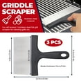 thumbnail image 2 of Sekonow 3 Pack Griddle Scraper, Stainless Steel Flat Top Grill Scraper with 5" Handle, Food Scraper Tool Kitchen for Griddle Accessories, Outdoor Barbecue Turner Tools, 2 of 7