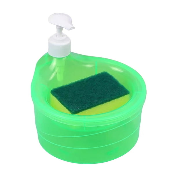 Dispensador automático de jabón líquido | Soporte para esponja de limpieza de cocina | Jabonera de cerámica con diseño decorativo | Jabonera portátil de encimera para baño y hogar