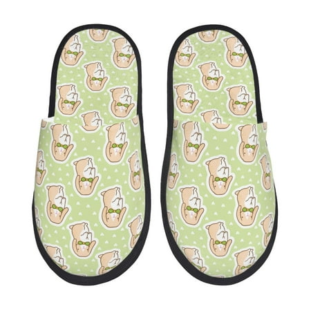 Balery Rabbit With Tie Slient Indoor Furry Fleece Comfort House Shoes Soft Non-Slip Home Shoes Cotton slippers House Slippers-- Large