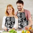 thumbnail image 4 of Black Christmas Snowflake Pattern Apron-Garden Aprons for Women with Pockets-Cotton Linen Waterproof Kitchen Cooking Gardening Aprons Adjustable for Kitchen,Cooking,BBQ and Salon 33"x27", 4 of 7