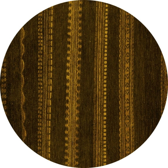 Ahgly Company Indoor Round Abstract Yellow Modern Area Rugs, 5' Round