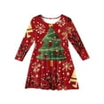thumbnail image 4 of LTTVQM Girls Christmas Dresses for Girls 3-4 Christmas Print Happy Long Sleeve Xmas Dresses Soft Crew Neck Fall Dresses Fashion Blouses Green 3-4 Years, 4 of 4