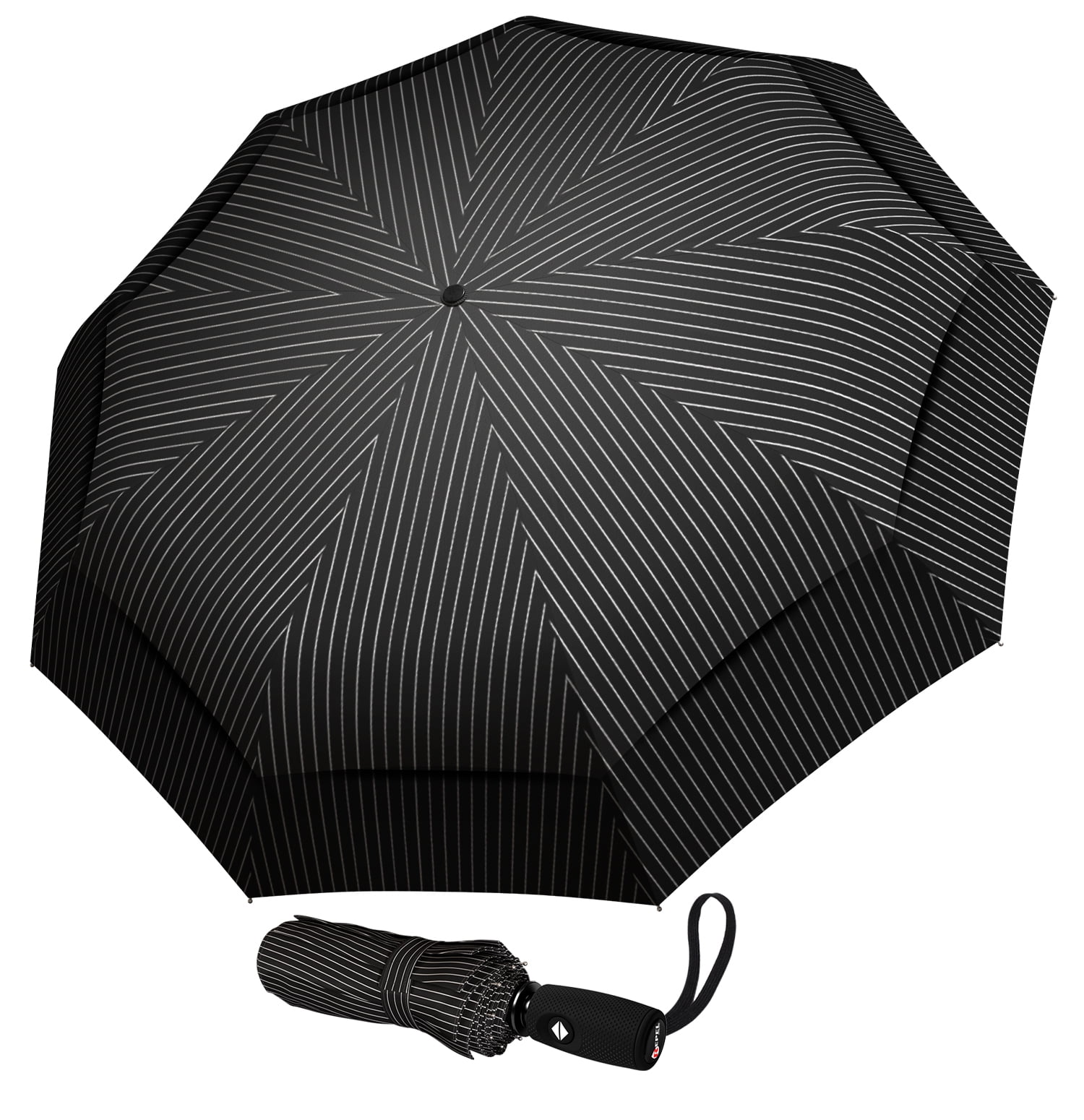 Men's Compact Windproof Automatic Open & Close Black Umbrella with Fiberglass 